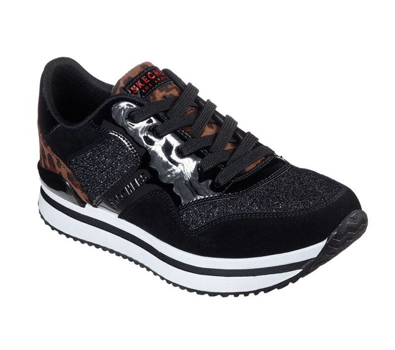 Skechers Dam Svarta/Leopard Snörskor - St. Racer - Roaring Racer - Sverige (SRIZH-9216)